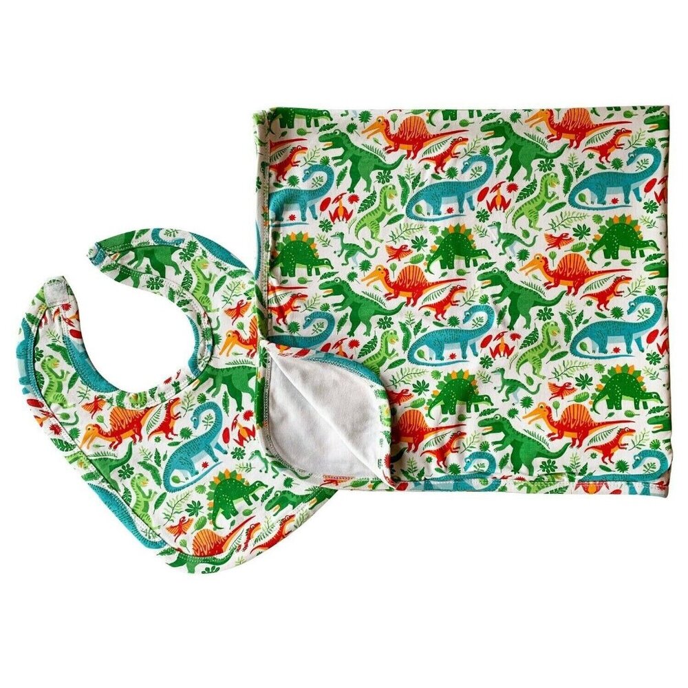 AnnLoren - AnnLoren Baby Toddler Boy Dinosaur Blanket & Bib Gift Set